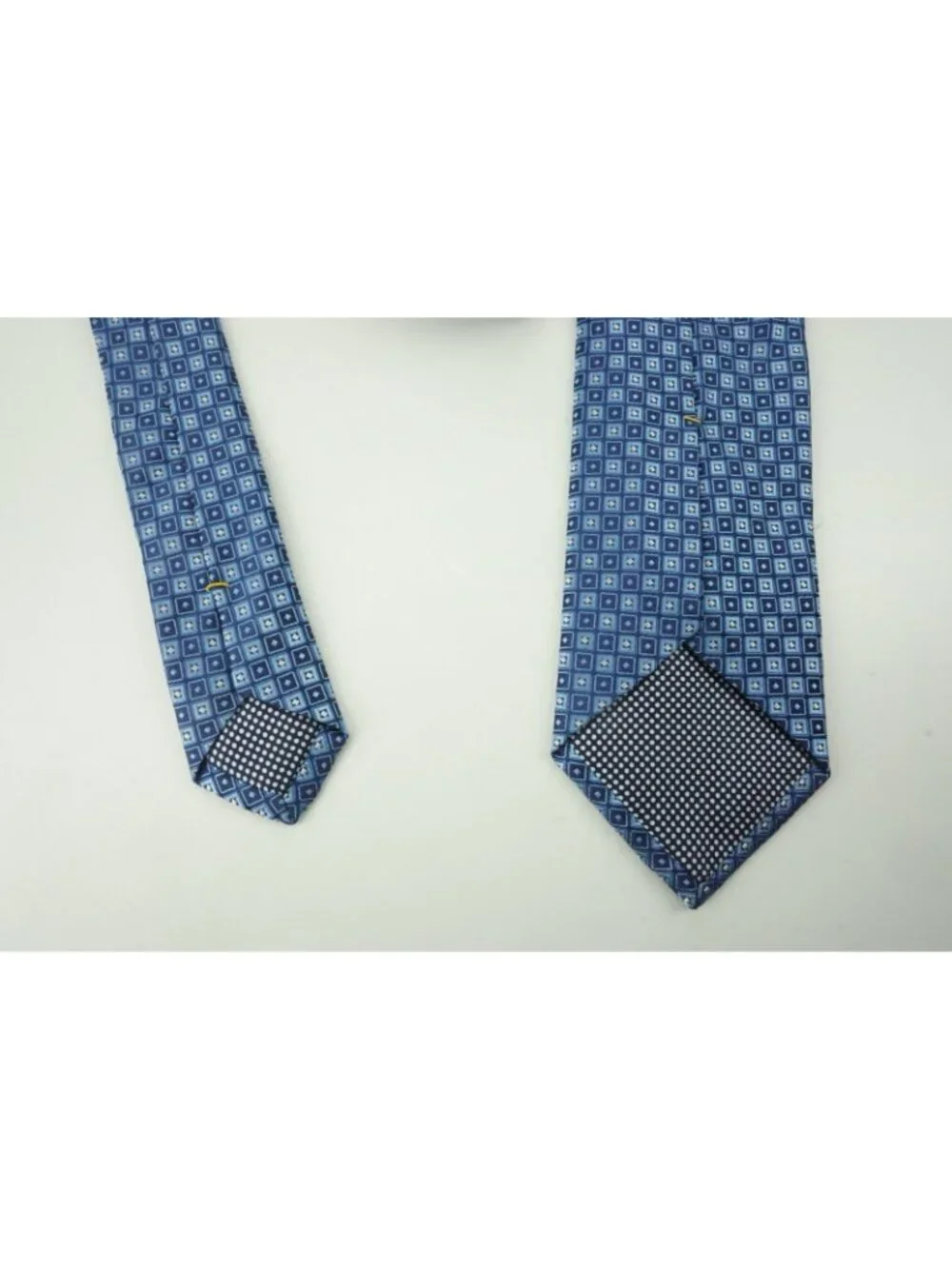 Eton Navy Sky Blue Woven Geometric 100% Silk Tie Brand New With Tags